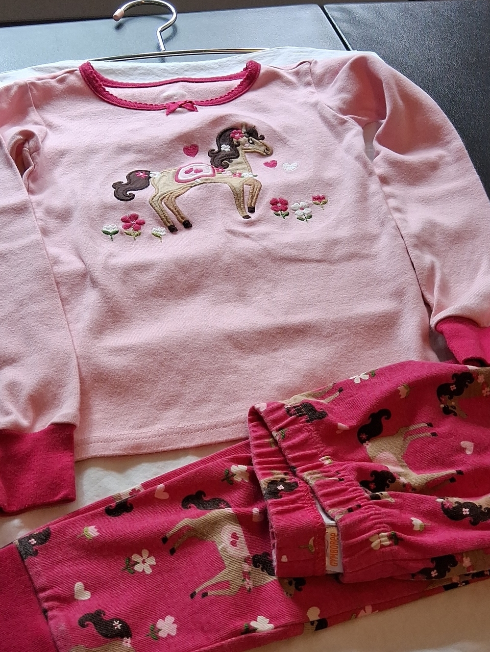 Gymboree Pink and Hot Pink Horse Pajama Set